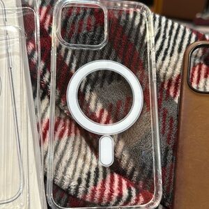 New clear iPhone 13 ProMax MagSafe case with free used leather case
